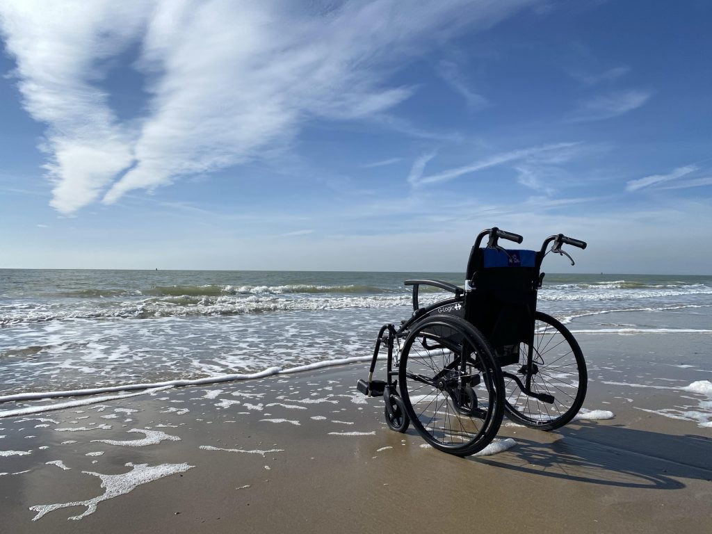 lightweight wheelchair on the beach
